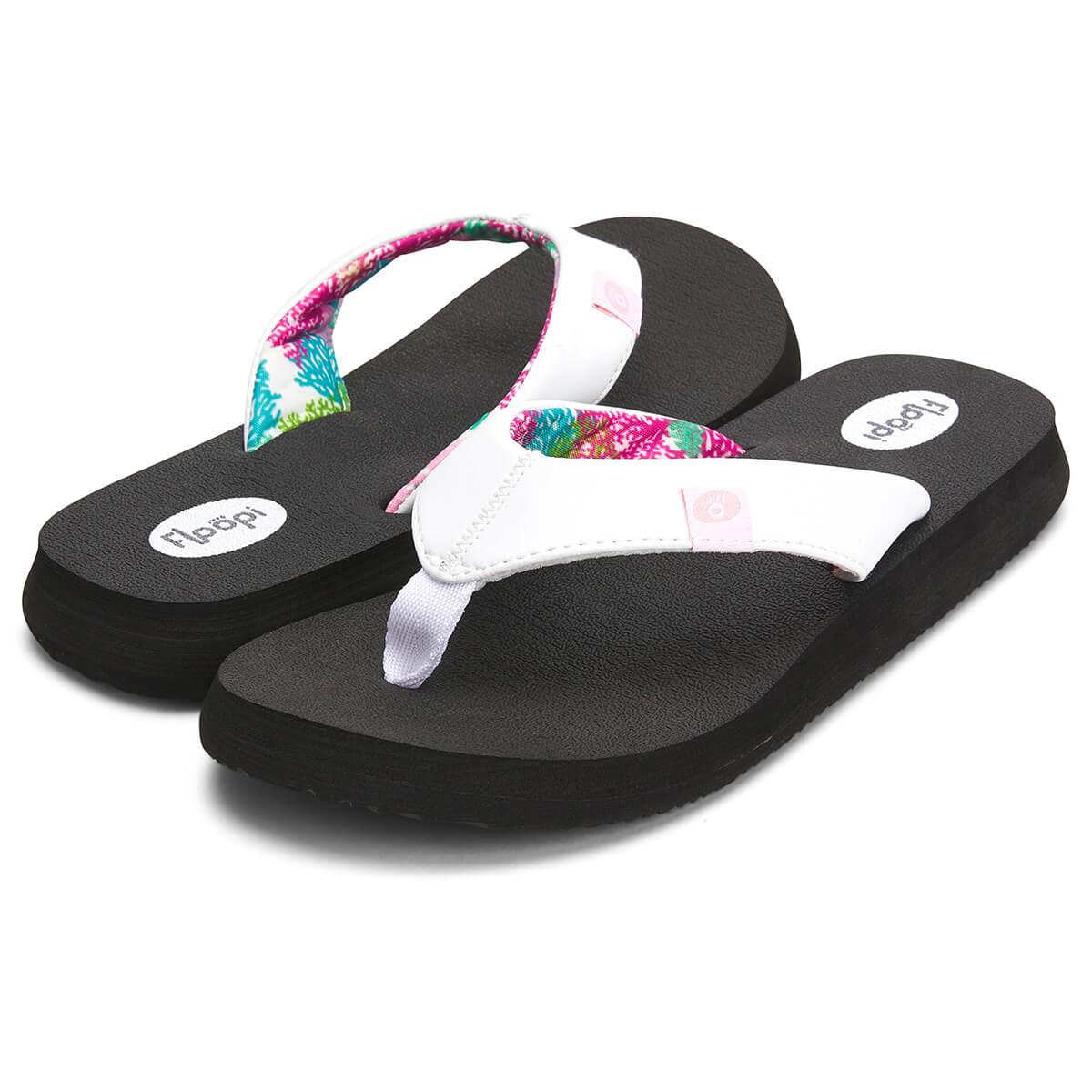 Floopi Women's Bella Yoga Mat Thong Flip Flop - Black and Red 7